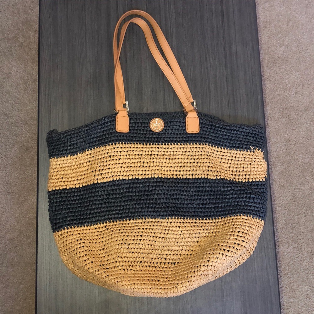 Tory Burch Navy and Beige Bag